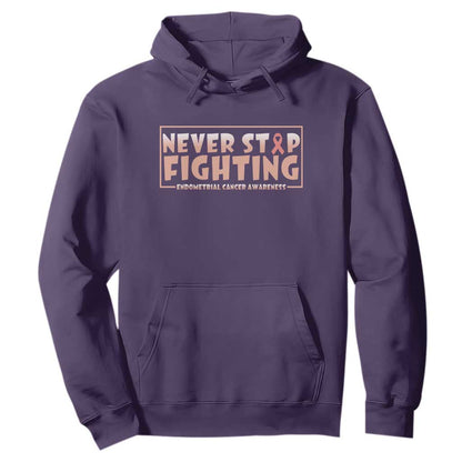 Endometrial Cancer Fighter Hoodie Never Stop Fighting Peach Ribbon