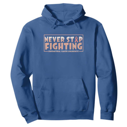 Endometrial Cancer Fighter Hoodie Never Stop Fighting Peach Ribbon