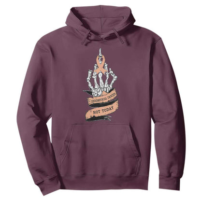 Funny Endometrial Cancer Skeleton Not Today Hoodie Fighter Peach Ribbon
