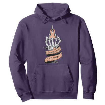 Funny Endometrial Cancer Skeleton Not Today Hoodie Fighter Peach Ribbon