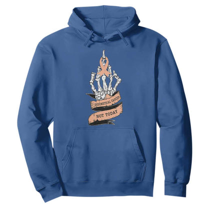 Funny Endometrial Cancer Skeleton Not Today Hoodie Fighter Peach Ribbon