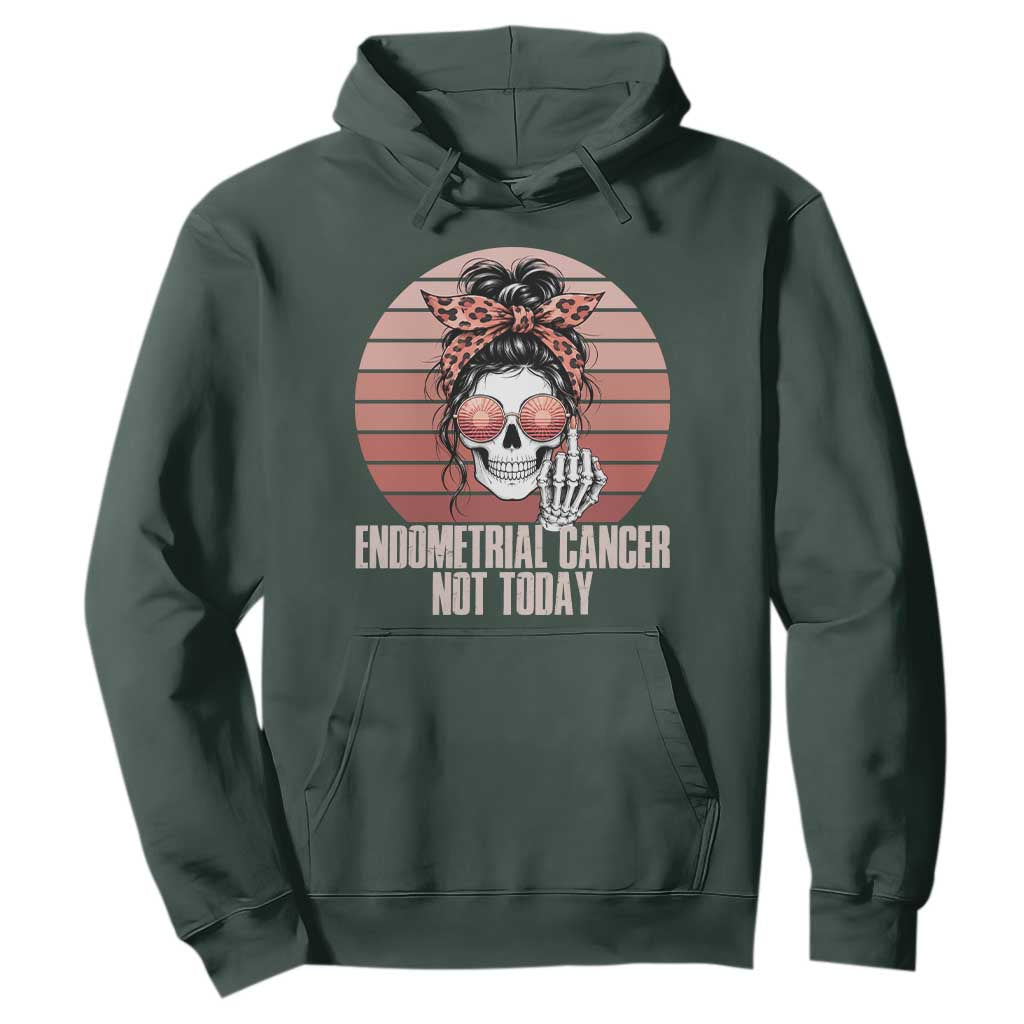 Vintage Endometrial Cancer Not Today Hoodie Skeleton Warrior Fighter