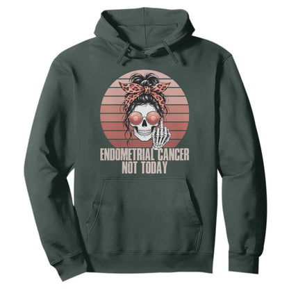 Vintage Endometrial Cancer Not Today Hoodie Skeleton Warrior Fighter
