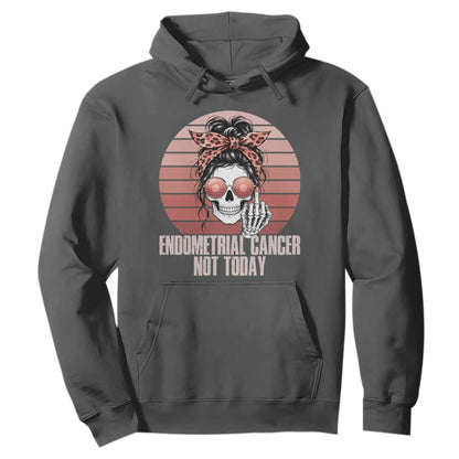 Vintage Endometrial Cancer Not Today Hoodie Skeleton Warrior Fighter