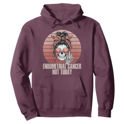 Vintage Endometrial Cancer Not Today Hoodie Skeleton Warrior Fighter
