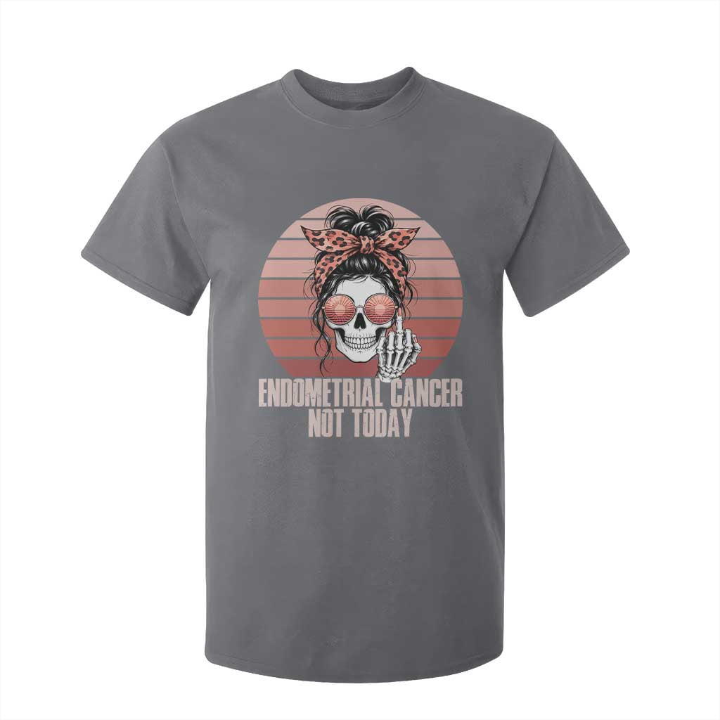 Vintage Endometrial Cancer Not Today T Shirt For Kid Skeleton Warrior Fighter