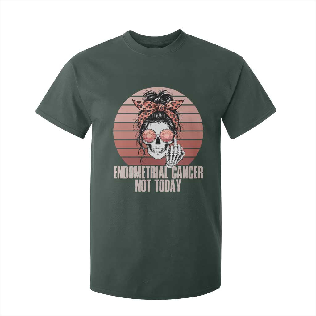 Vintage Endometrial Cancer Not Today T Shirt For Kid Skeleton Warrior Fighter