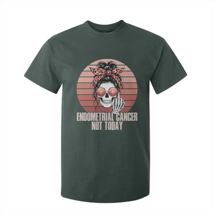 Vintage Endometrial Cancer Not Today T Shirt For Kid Skeleton Warrior Fighter