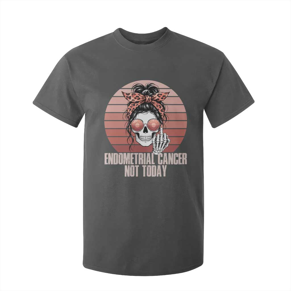 Vintage Endometrial Cancer Not Today T Shirt For Kid Skeleton Warrior Fighter