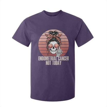 Vintage Endometrial Cancer Not Today T Shirt For Kid Skeleton Warrior Fighter