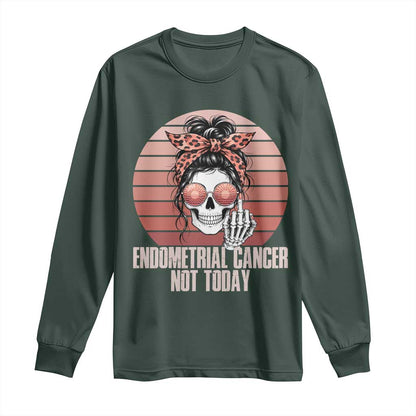 Vintage Endometrial Cancer Not Today Long Sleeve Shirt Skeleton Warrior Fighter