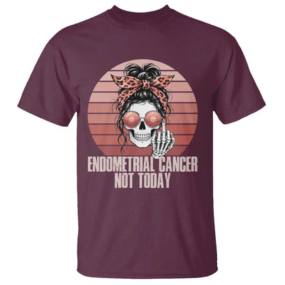 Vintage Endometrial Cancer Not Today T Shirt Skeleton Warrior Fighter