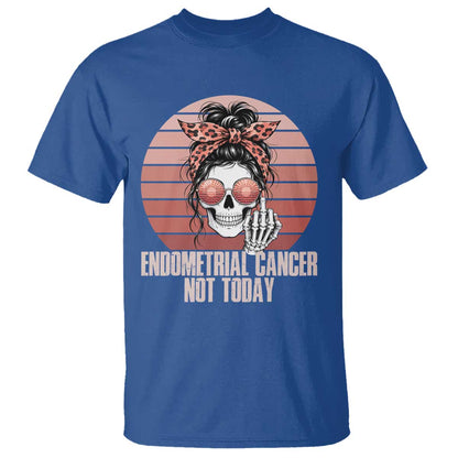 Vintage Endometrial Cancer Not Today T Shirt Skeleton Warrior Fighter