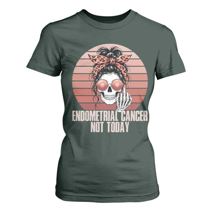 Vintage Endometrial Cancer Not Today T Shirt For Women Skeleton Warrior Fighter