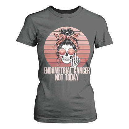 Vintage Endometrial Cancer Not Today T Shirt For Women Skeleton Warrior Fighter