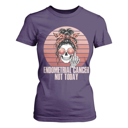 Vintage Endometrial Cancer Not Today T Shirt For Women Skeleton Warrior Fighter