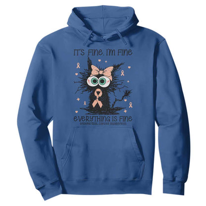 Funny Black Cat Endometrial Cancer Hoodie Its Fine Im Fine Everything Is Fine