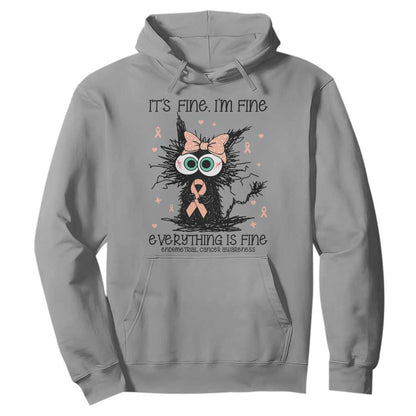 Funny Black Cat Endometrial Cancer Hoodie Its Fine Im Fine Everything Is Fine
