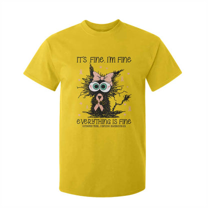Funny Black Cat Endometrial Cancer T Shirt For Kid Its Fine Im Fine Everything Is Fine
