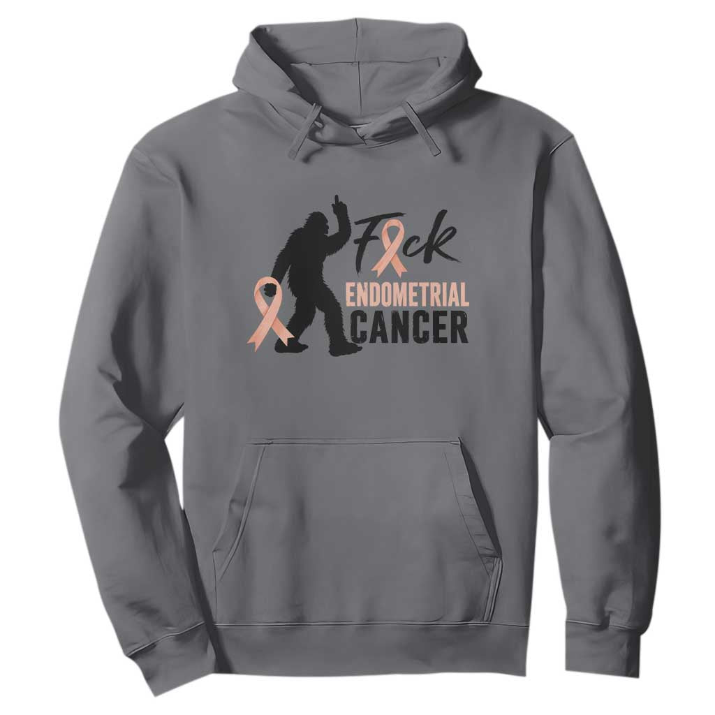 Funny Bigfoot Fuck Endometrial Cancer Support Gift Hoodie