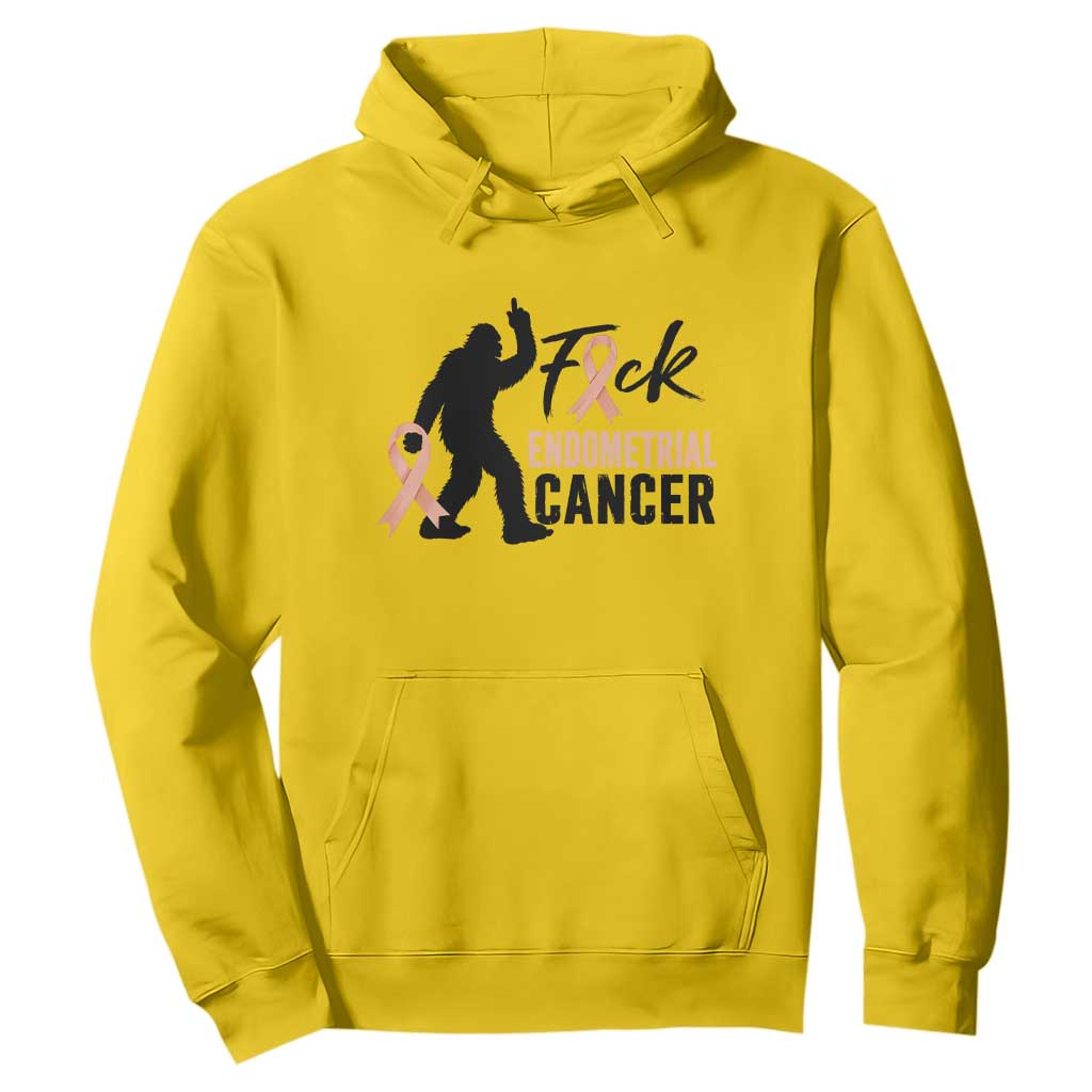 Funny Bigfoot Fuck Endometrial Cancer Support Gift Hoodie