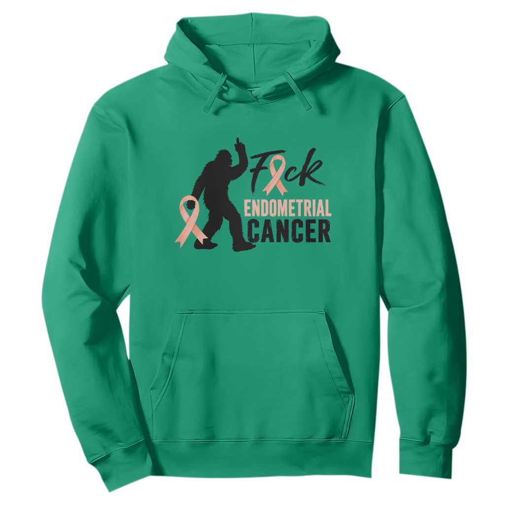 Funny Bigfoot Fuck Endometrial Cancer Support Gift Hoodie