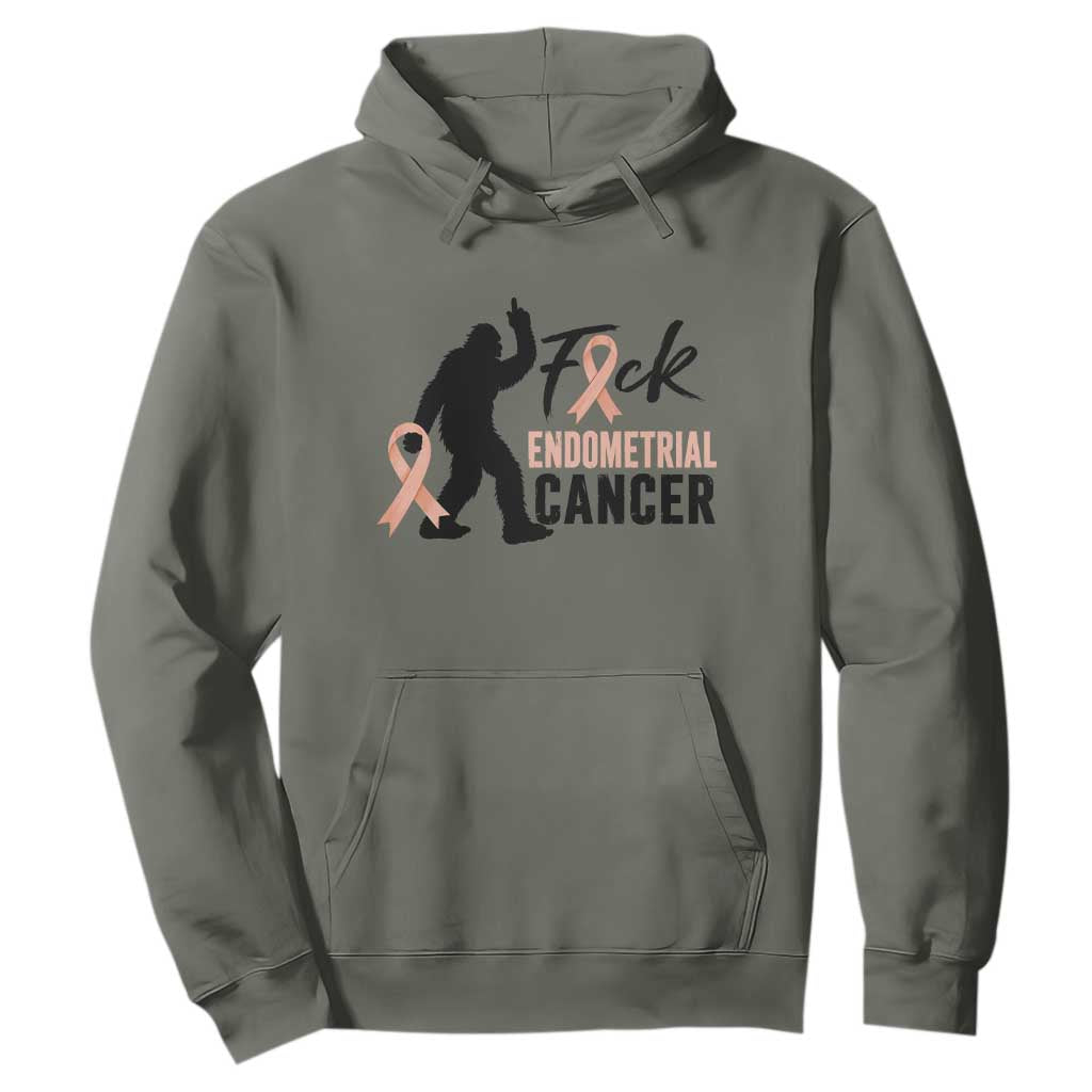 Funny Bigfoot Fuck Endometrial Cancer Support Gift Hoodie