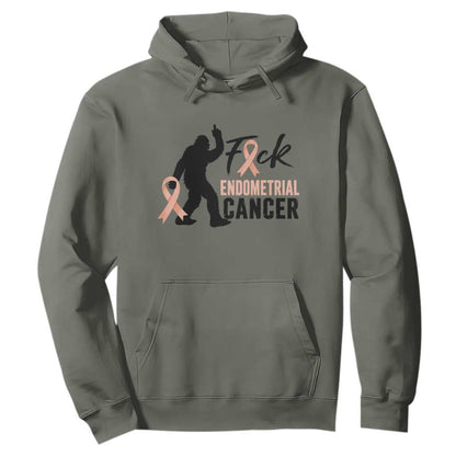 Funny Bigfoot Fuck Endometrial Cancer Support Gift Hoodie