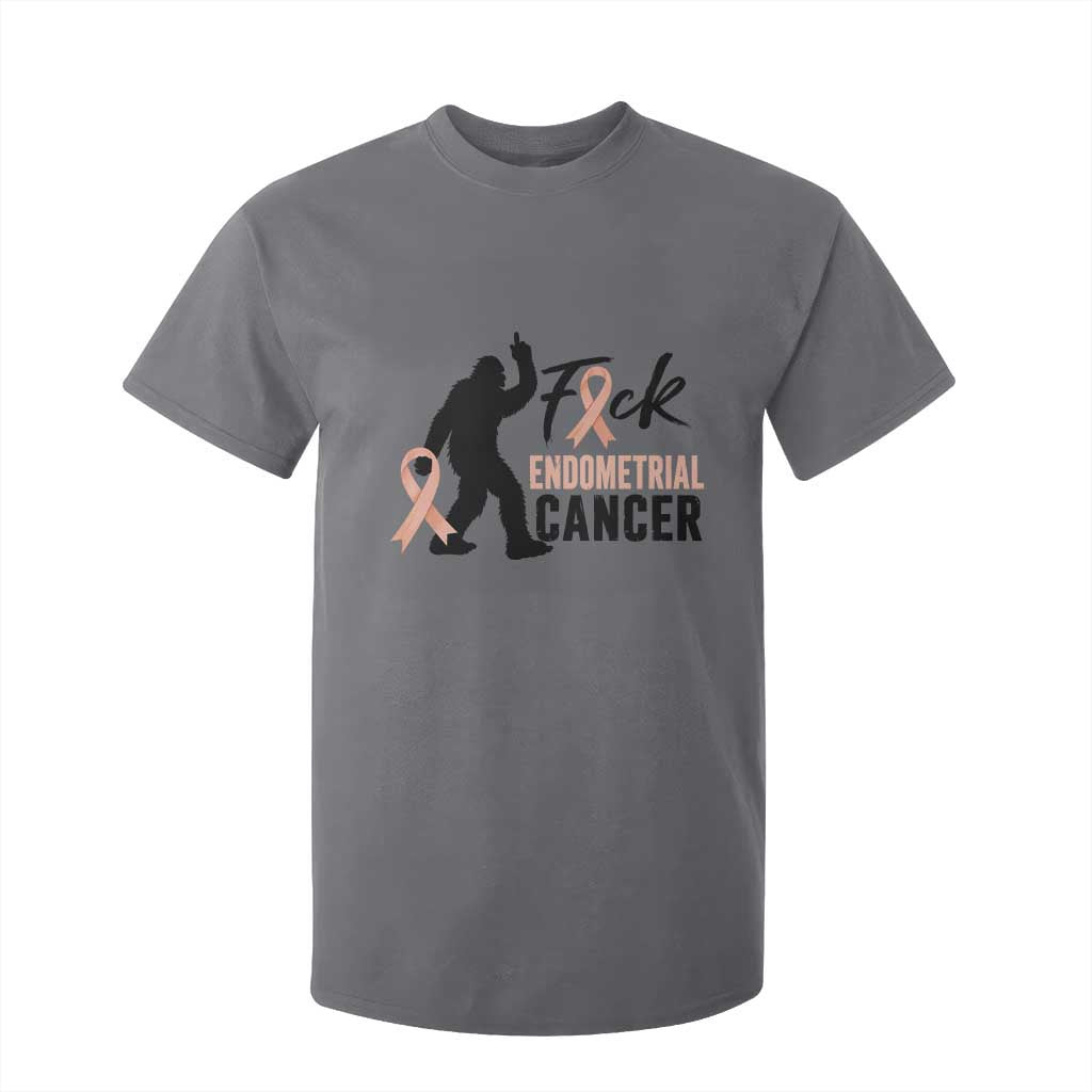 Funny Bigfoot Fuck Endometrial Cancer Support Gift T Shirt For Kid