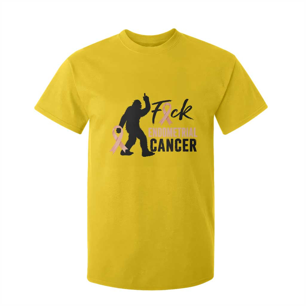 Funny Bigfoot Fuck Endometrial Cancer Support Gift T Shirt For Kid