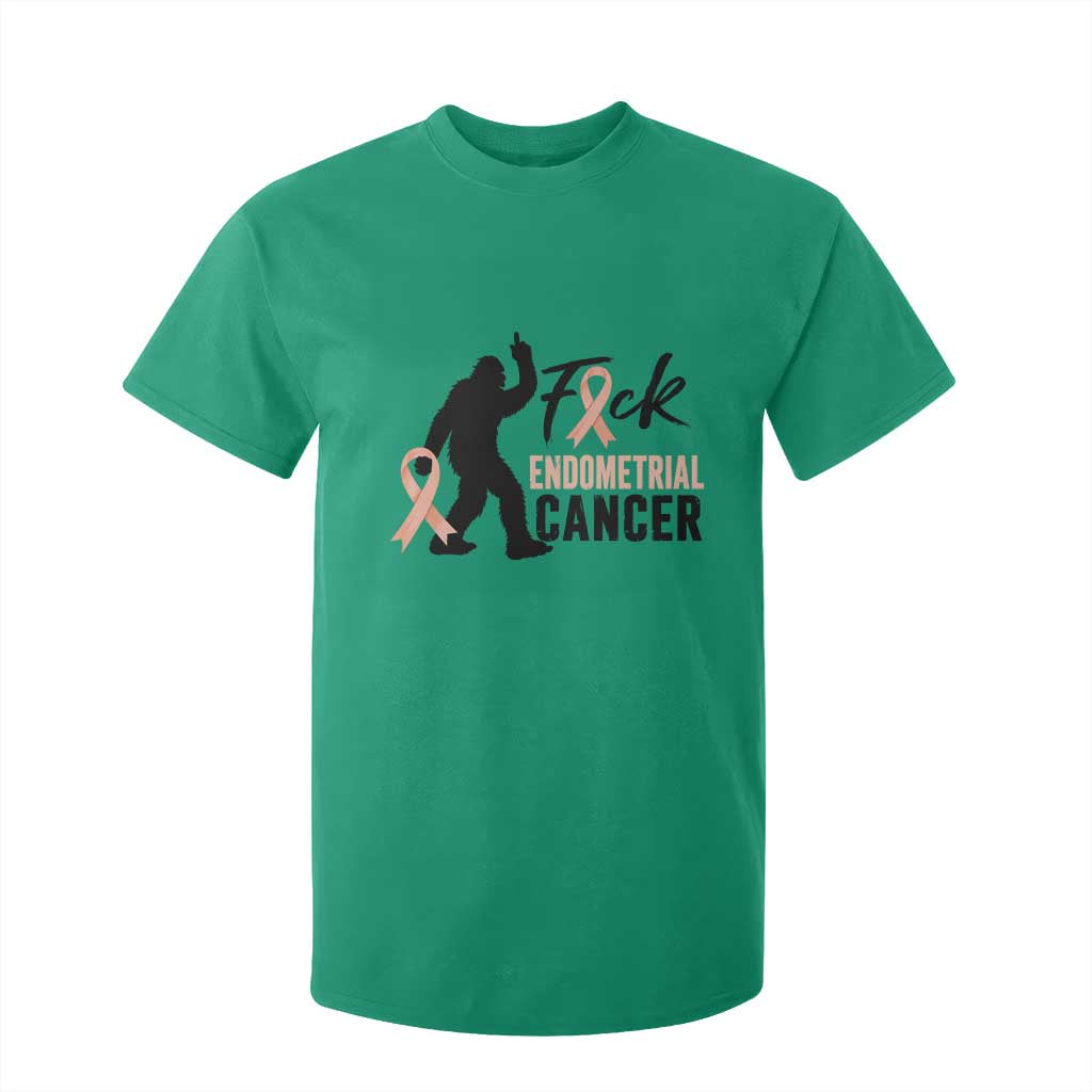 Funny Bigfoot Fuck Endometrial Cancer Support Gift T Shirt For Kid