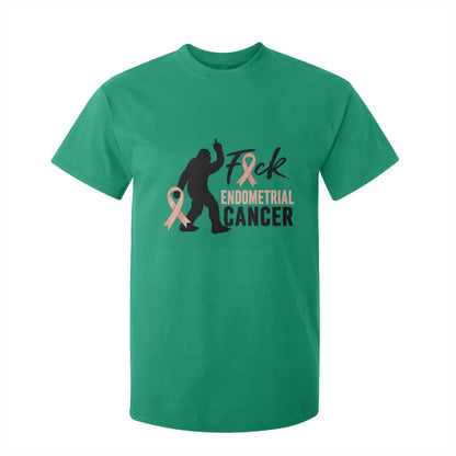 Funny Bigfoot Fuck Endometrial Cancer Support Gift T Shirt For Kid