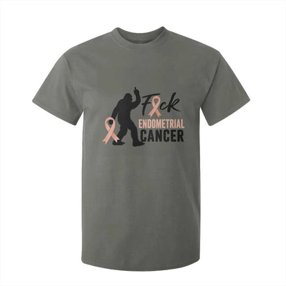Funny Bigfoot Fuck Endometrial Cancer Support Gift T Shirt For Kid
