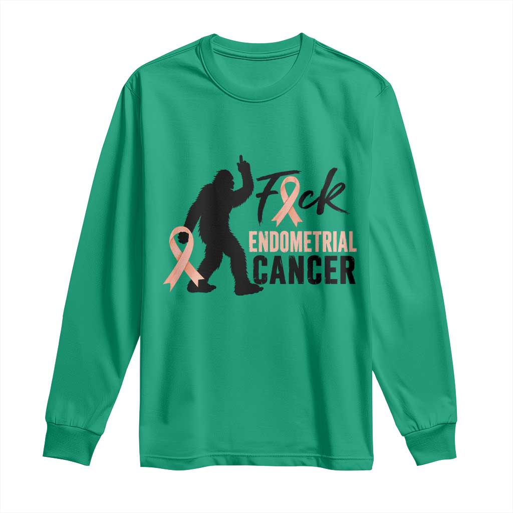 Funny Bigfoot Fuck Endometrial Cancer Support Gift Long Sleeve Shirt