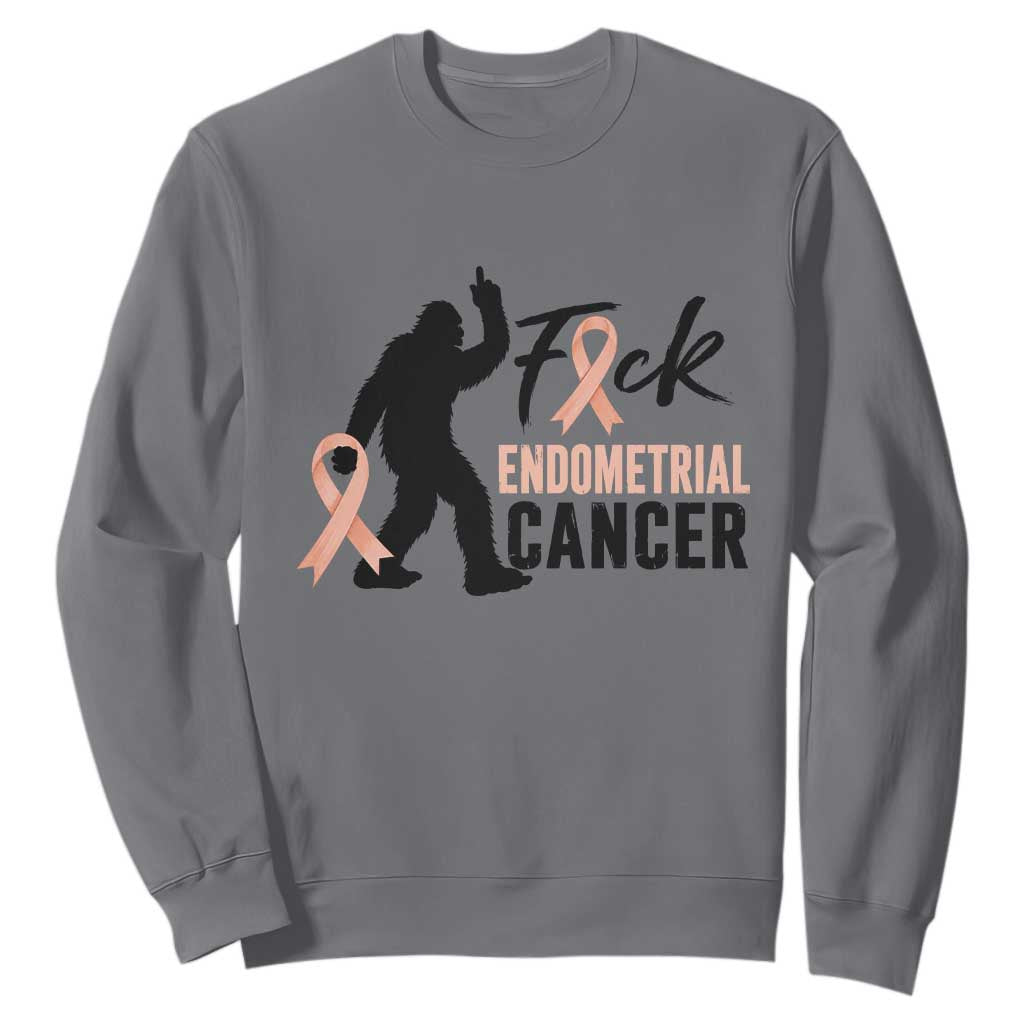 Funny Bigfoot Fuck Endometrial Cancer Support Gift Sweatshirt