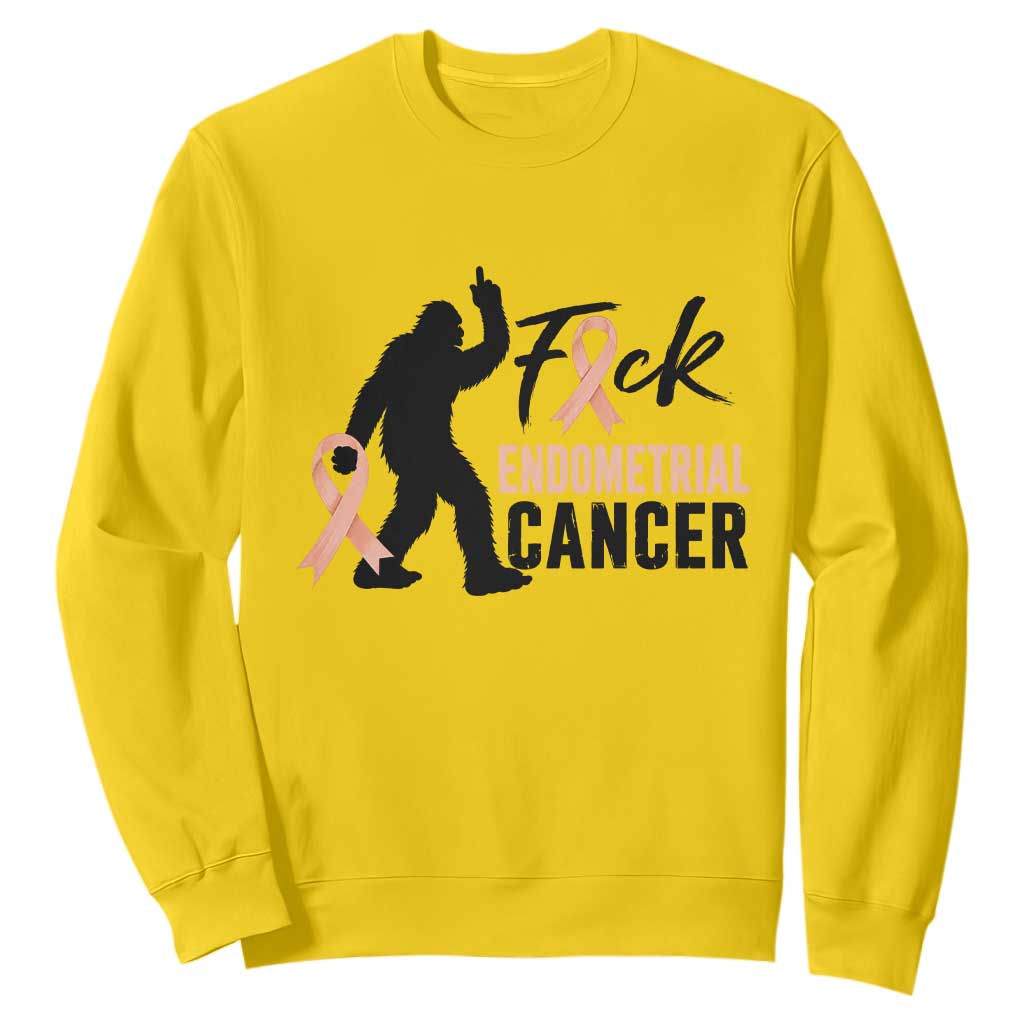 Funny Bigfoot Fuck Endometrial Cancer Support Gift Sweatshirt