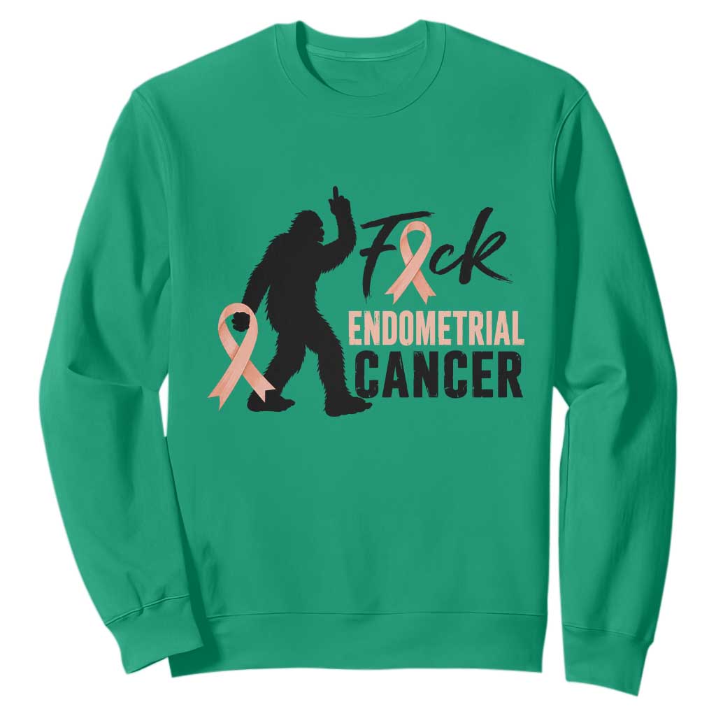 Funny Bigfoot Fuck Endometrial Cancer Support Gift Sweatshirt