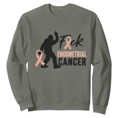 Funny Bigfoot Fuck Endometrial Cancer Support Gift Sweatshirt