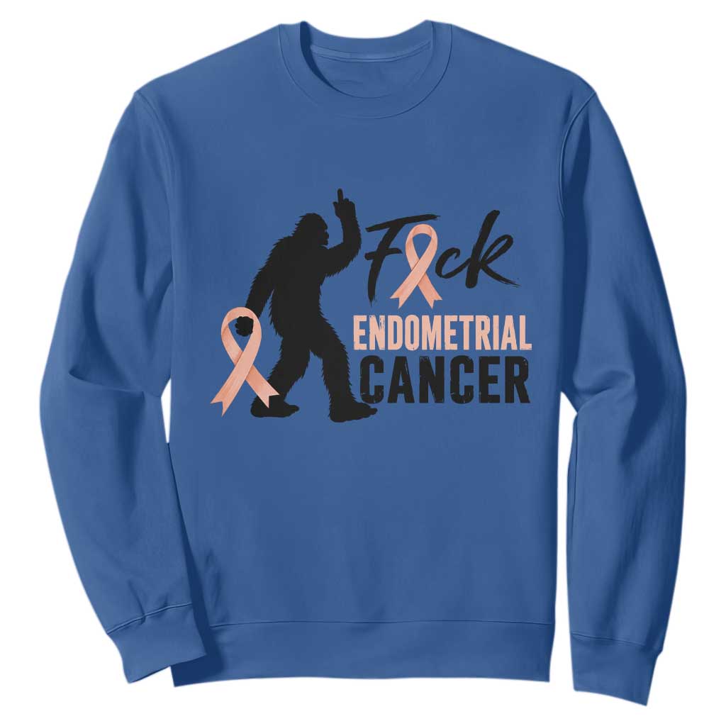 Funny Bigfoot Fuck Endometrial Cancer Support Gift Sweatshirt