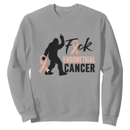 Funny Bigfoot Fuck Endometrial Cancer Support Gift Sweatshirt