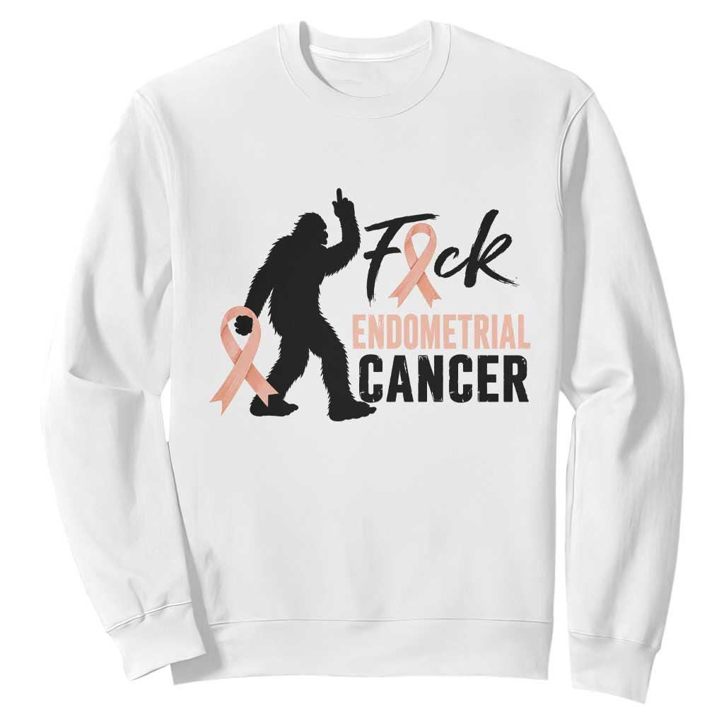 Funny Bigfoot Fuck Endometrial Cancer Support Gift Sweatshirt