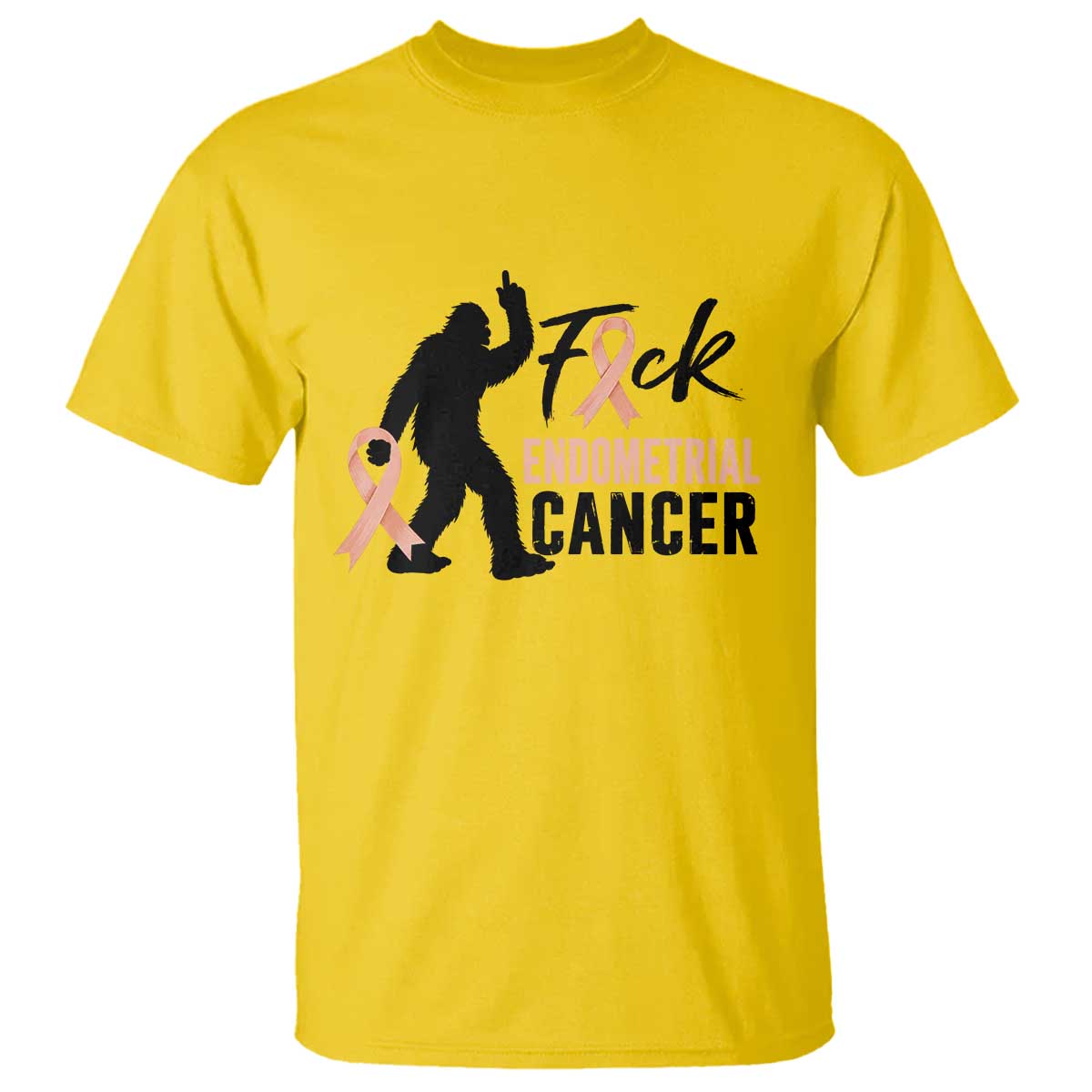 Funny Bigfoot Fuck Endometrial Cancer Support Gift T Shirt
