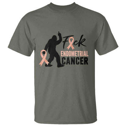 Funny Bigfoot Fuck Endometrial Cancer Support Gift T Shirt