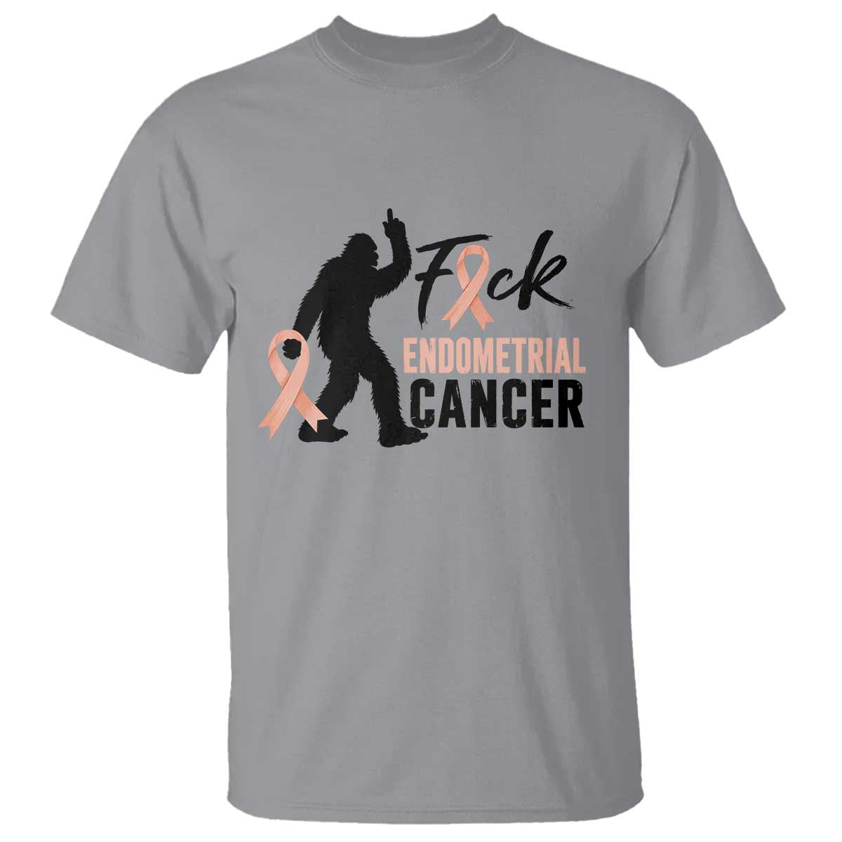 Funny Bigfoot Fuck Endometrial Cancer Support Gift T Shirt