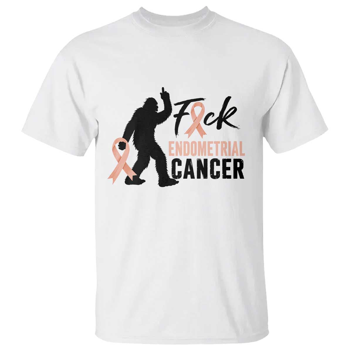 Funny Bigfoot Fuck Endometrial Cancer Support Gift T Shirt