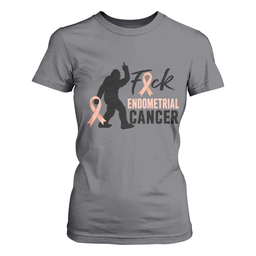 Funny Bigfoot Fuck Endometrial Cancer Support Gift T Shirt For Women