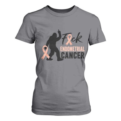 Funny Bigfoot Fuck Endometrial Cancer Support Gift T Shirt For Women