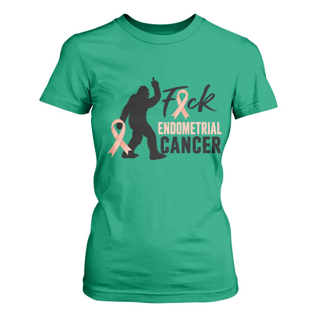 Funny Bigfoot Fuck Endometrial Cancer Support Gift T Shirt For Women