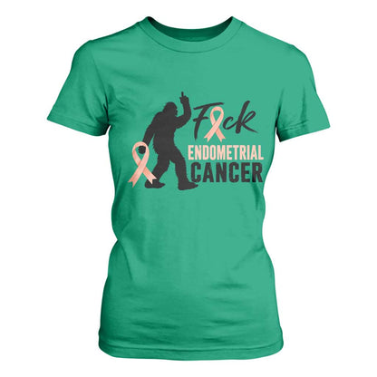 Funny Bigfoot Fuck Endometrial Cancer Support Gift T Shirt For Women