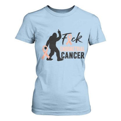 Funny Bigfoot Fuck Endometrial Cancer Support Gift T Shirt For Women